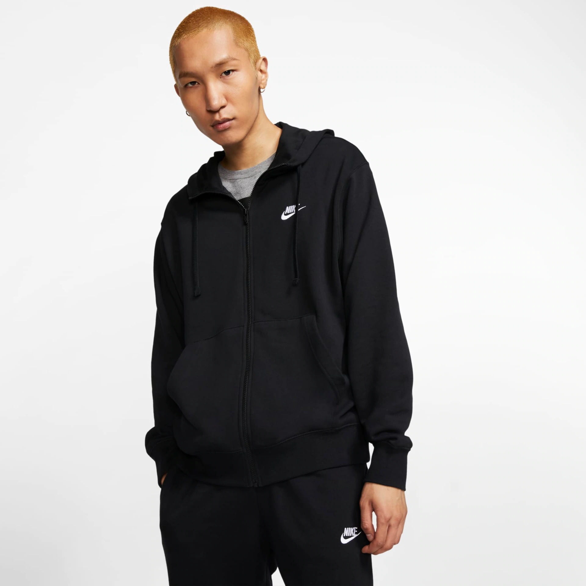 Jaqueta Nike Moletom Club Hoodie Preta